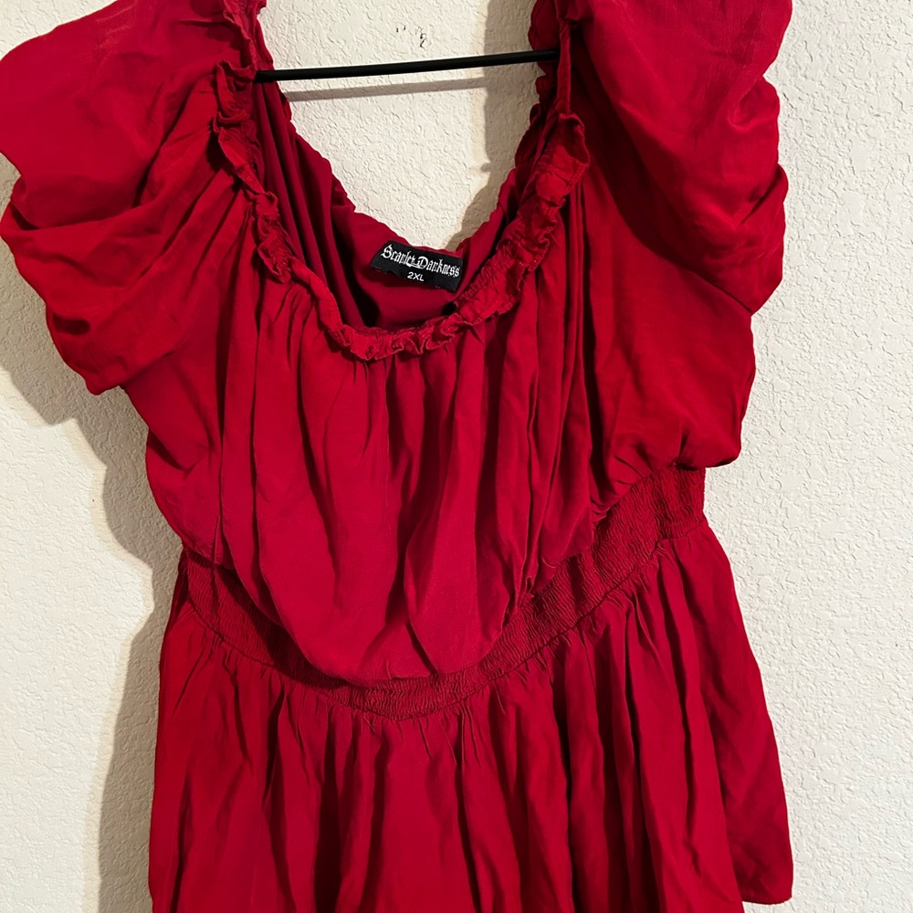 Scarlet Darkness Ruched Peasant Off the Shoulder Blouse Renaissance Festival